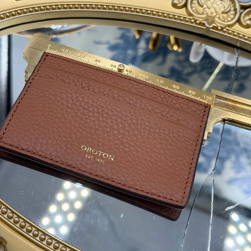 🆕 OROTON 🧿 NWOT Margot Card Sleeve, Whiskey Leather Cardholder